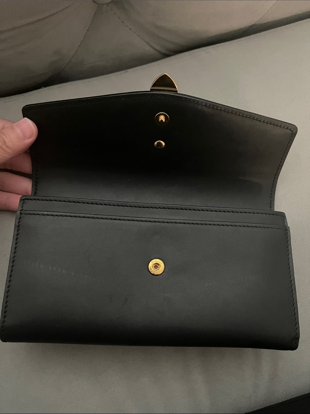 Gucci Black Leather Wallet with Green and Red Web Stripe and Gold Hardware - Picture 6 of 12